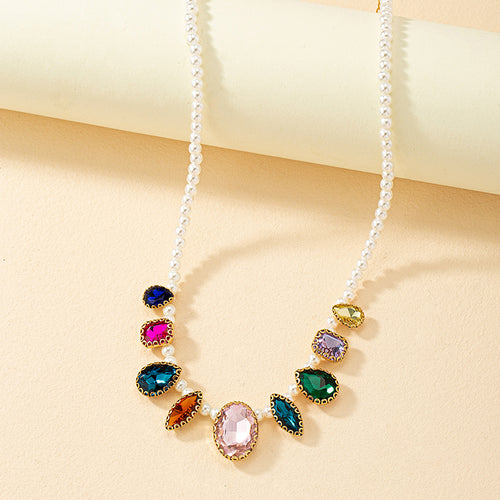 1 Piece Vintage Style Geometric Water Droplets Alloy Plating Gem Pearl Women's Necklace