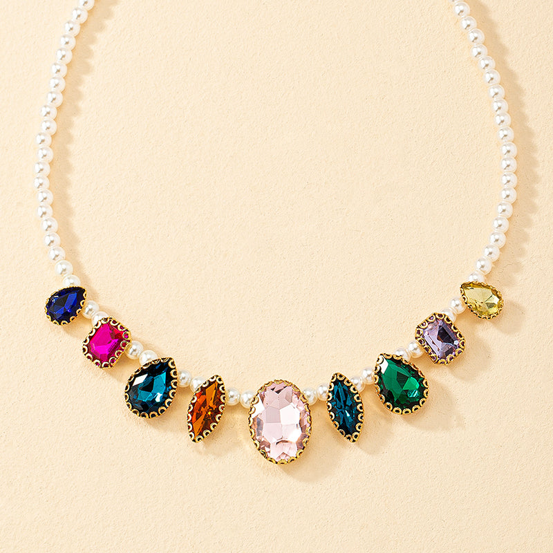 1 Piece Vintage Style Geometric Water Droplets Alloy Plating Gem Pearl Women's Necklace