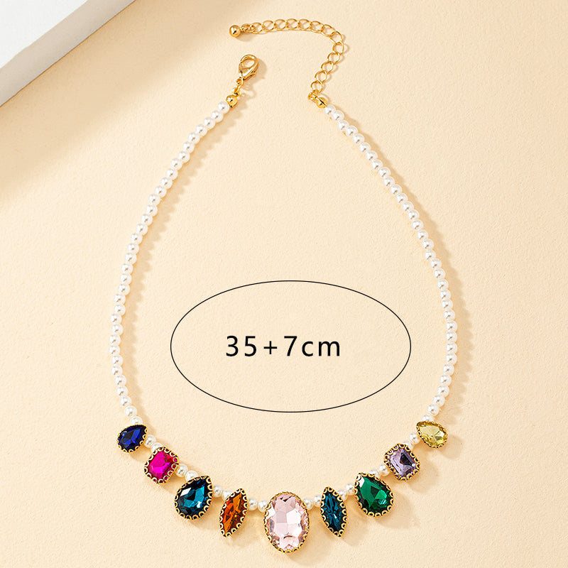 1 Piece Vintage Style Geometric Water Droplets Alloy Plating Gem Pearl Women's Necklace