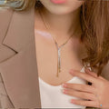18K Gold Plated Cubic Zirconia Lariat Drop Pendant Necklace