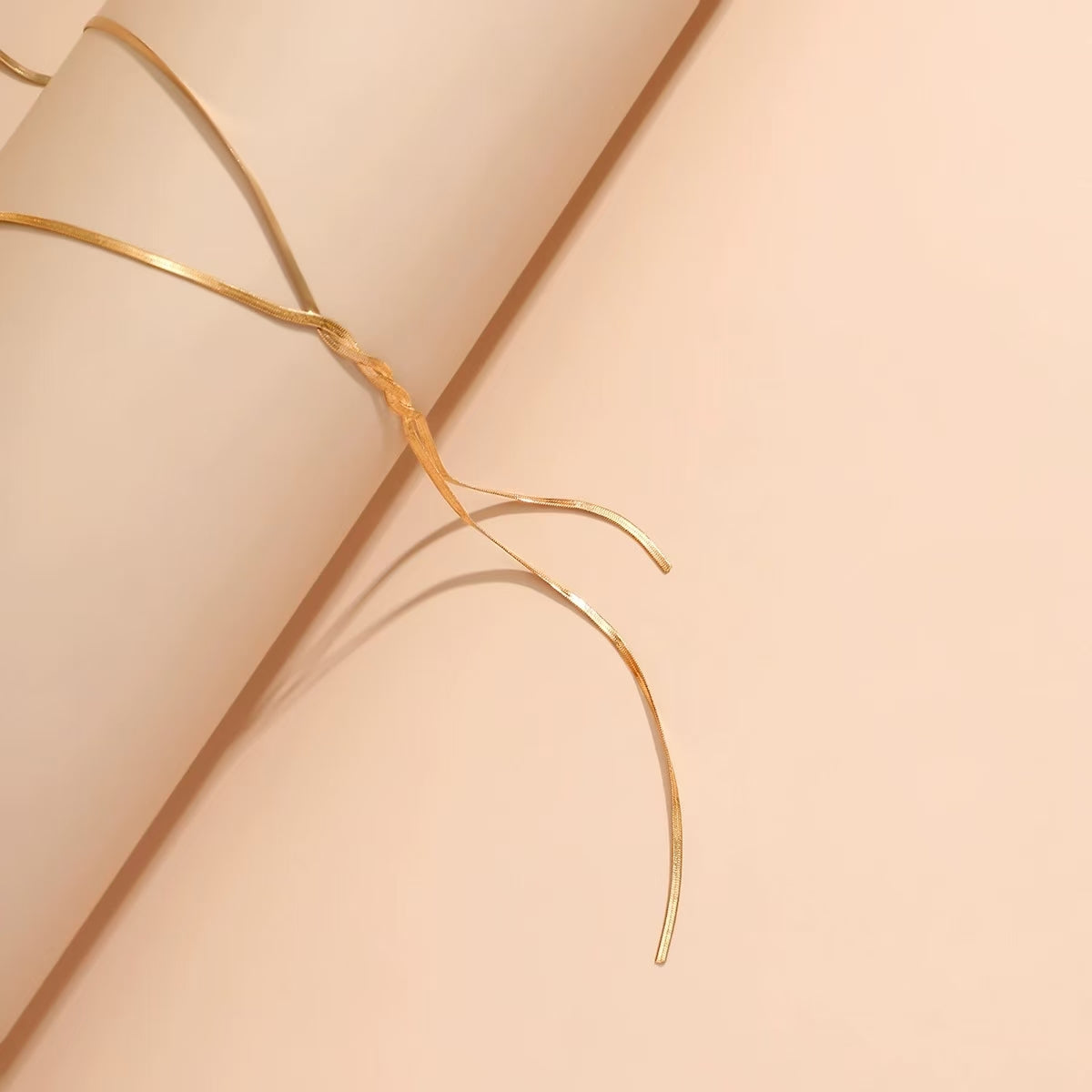 Gold Plated Geometric Steel Long Necklace