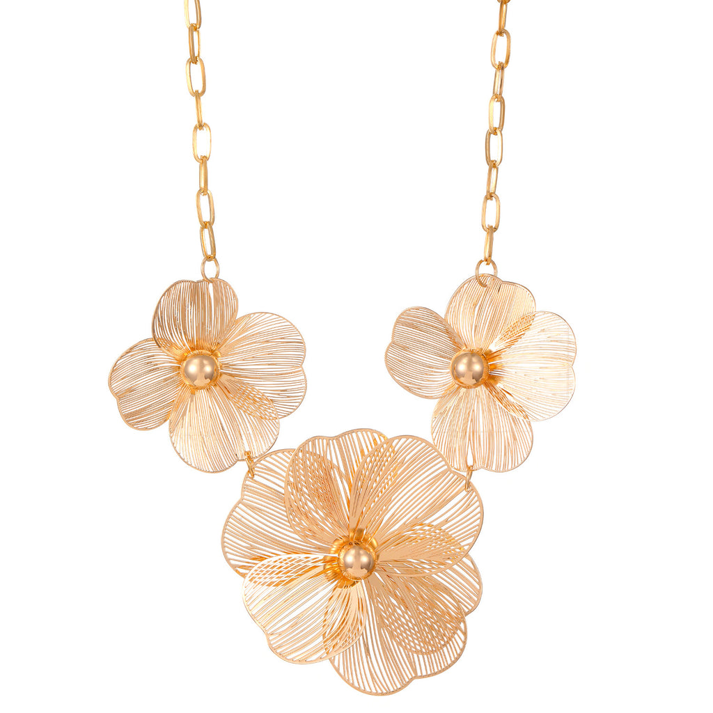 Boho Gold Floral Statement Necklace for Women