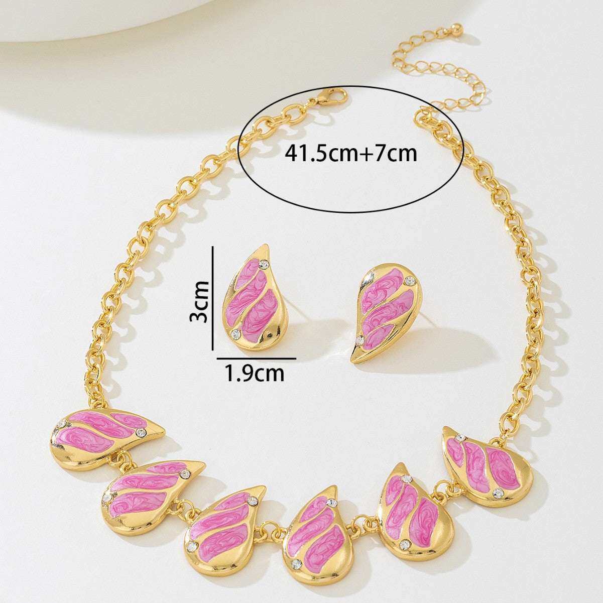 Pink Pendant Necklace and Earrings Set for Women