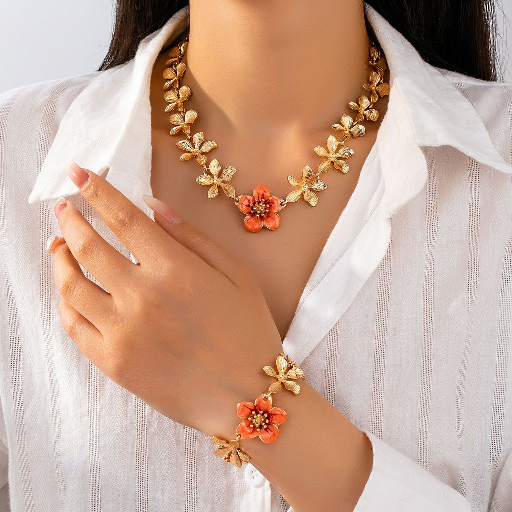 Floral Bloom Bracelet & Necklace Set