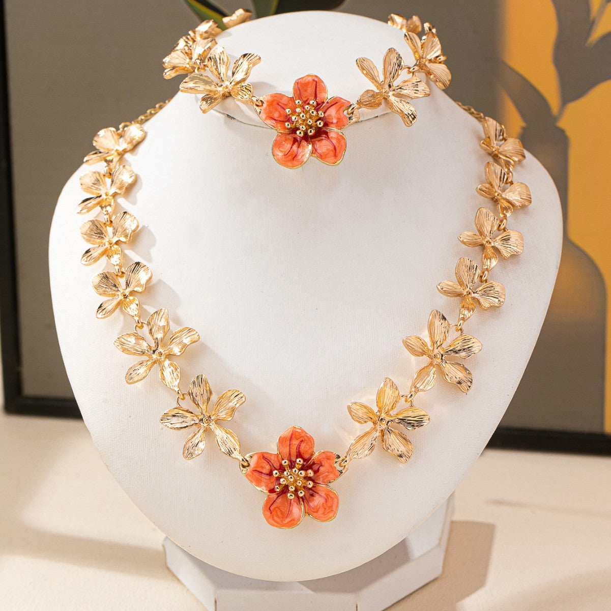 Floral Bloom Bracelet & Necklace Set