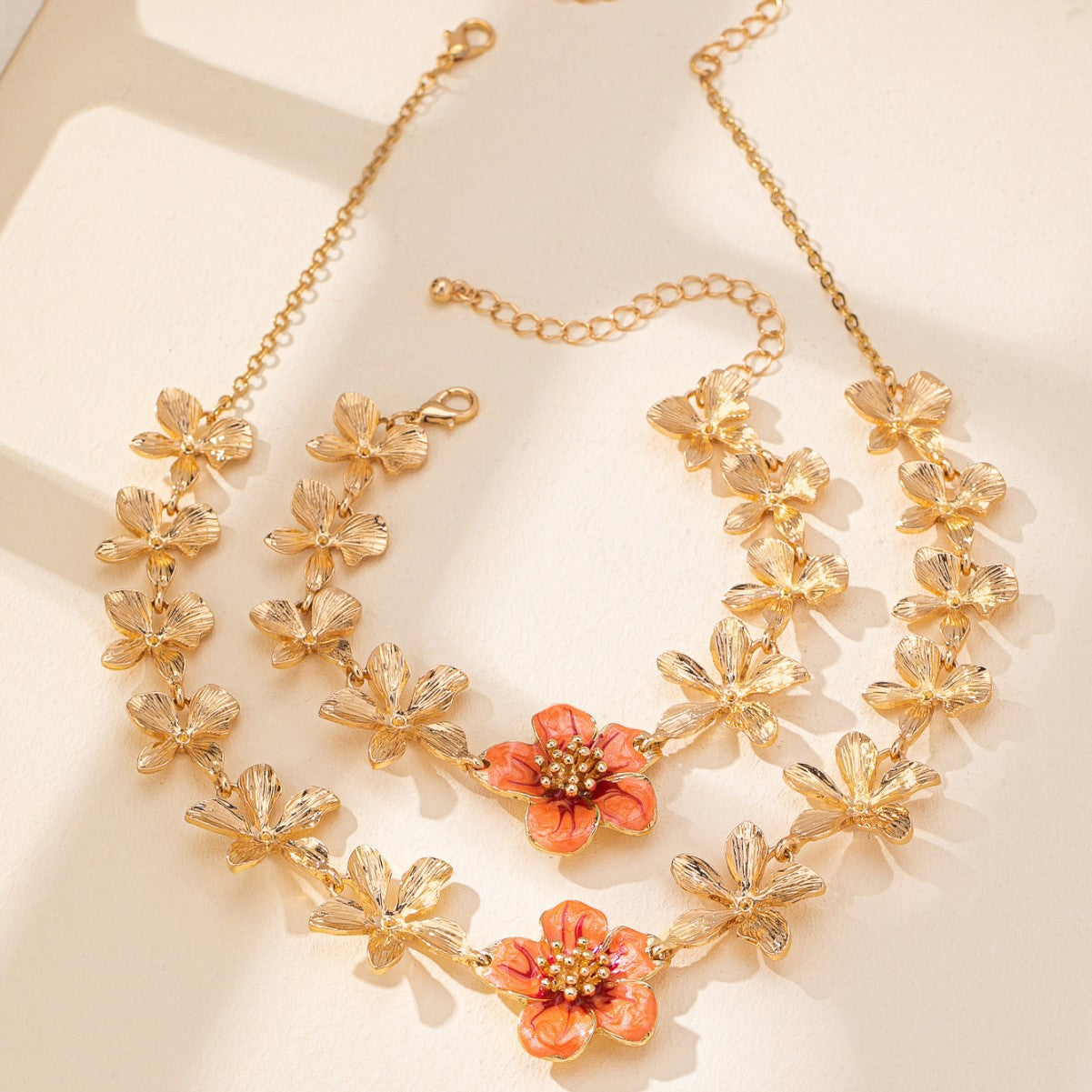 Floral Bloom Bracelet & Necklace Set
