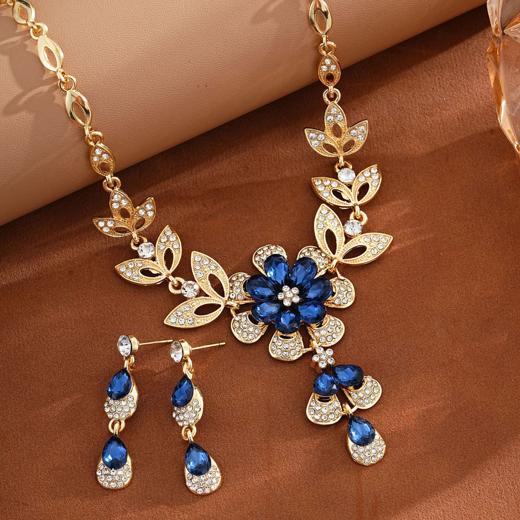 Elegant Fashionable Waterdrop Flower Necklace And Earring Set