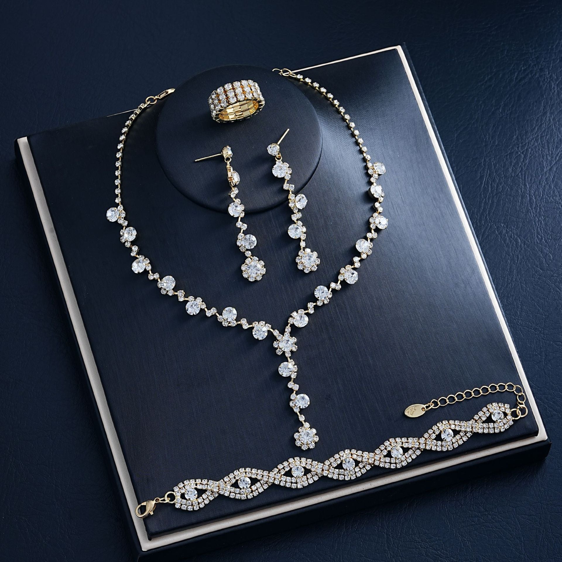 Crystal Tassel Necklace Set - Luxury Bridal Jewelry