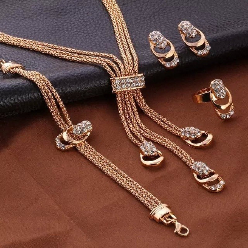 4 Piece Gold Plated Jewelry Set for Women