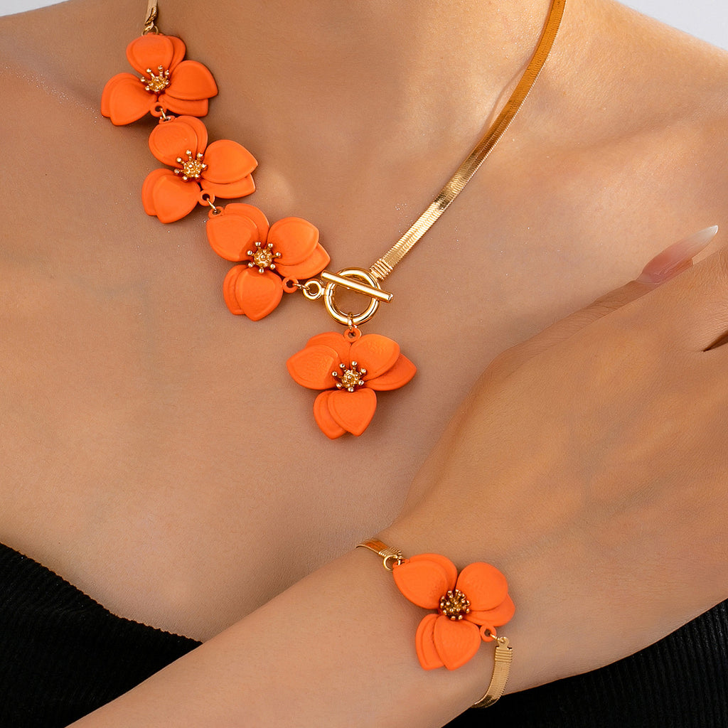 Floral Necklace Set for Women with Bracelet