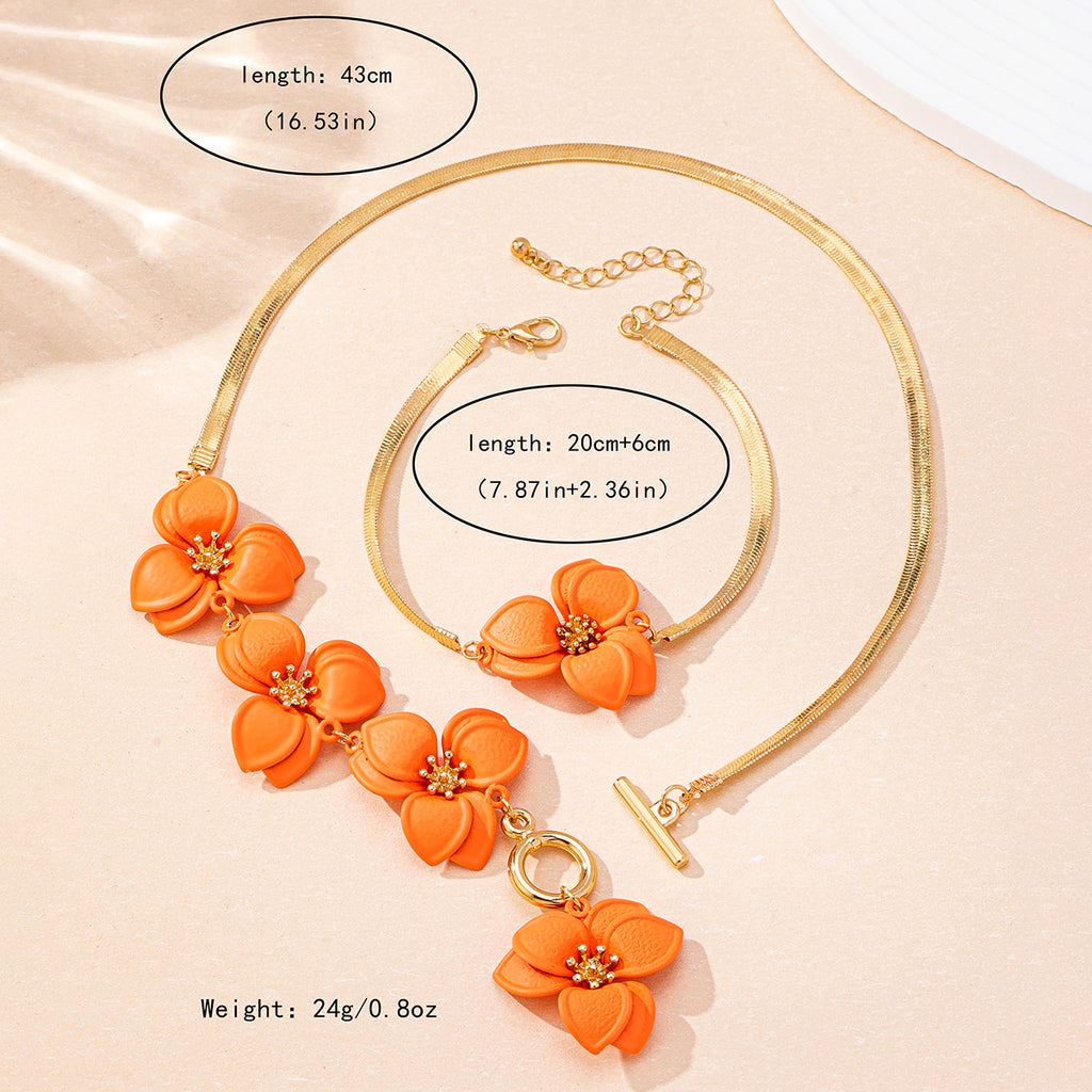 Floral Necklace Set for Women with Bracelet