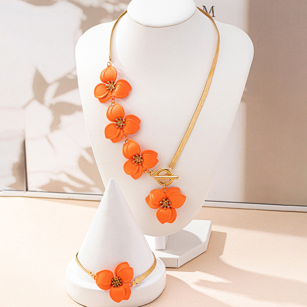 Floral Necklace Set for Women with Bracelet