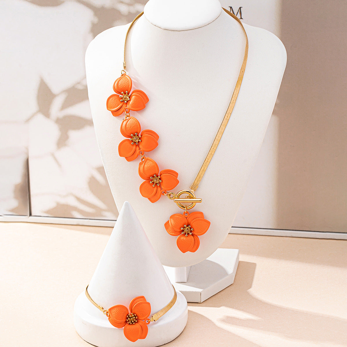 Floral Necklace Set for Women with Bracelet