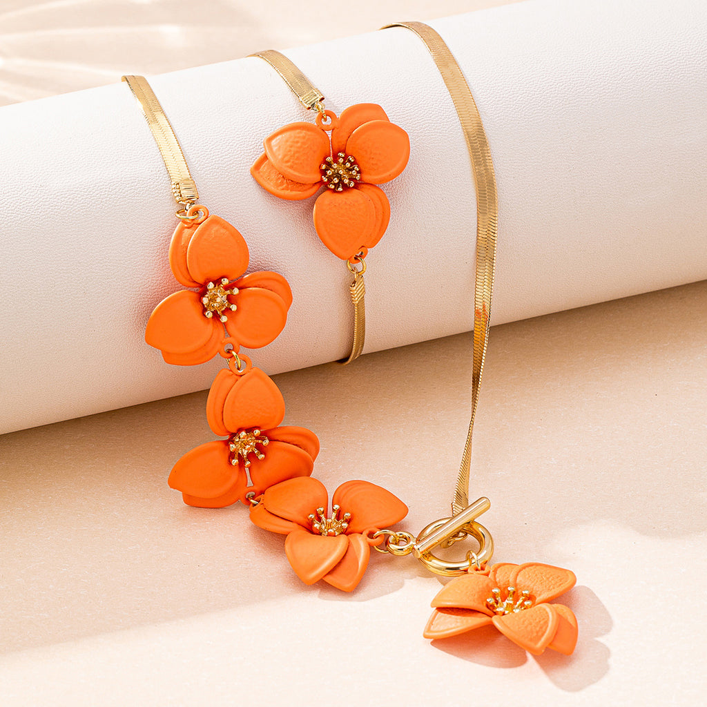 Floral Necklace Set for Women with Bracelet