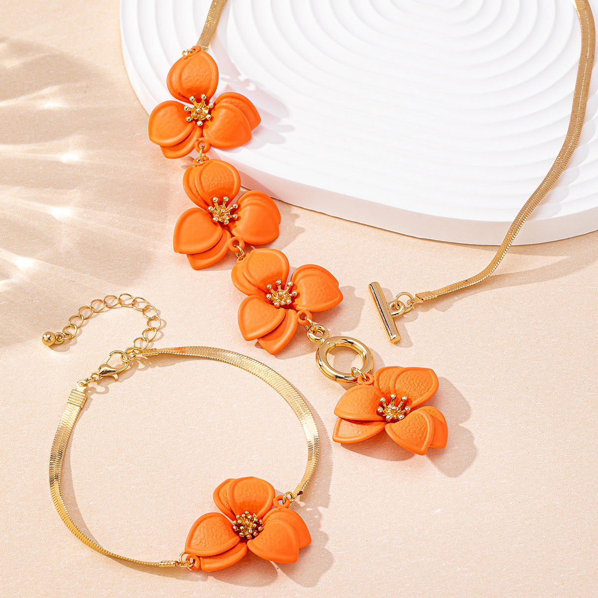 Floral Necklace Set for Women with Bracelet