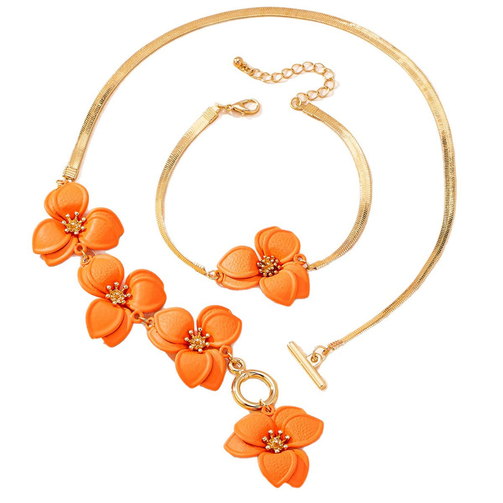 Floral Necklace Set for Women with Bracelet