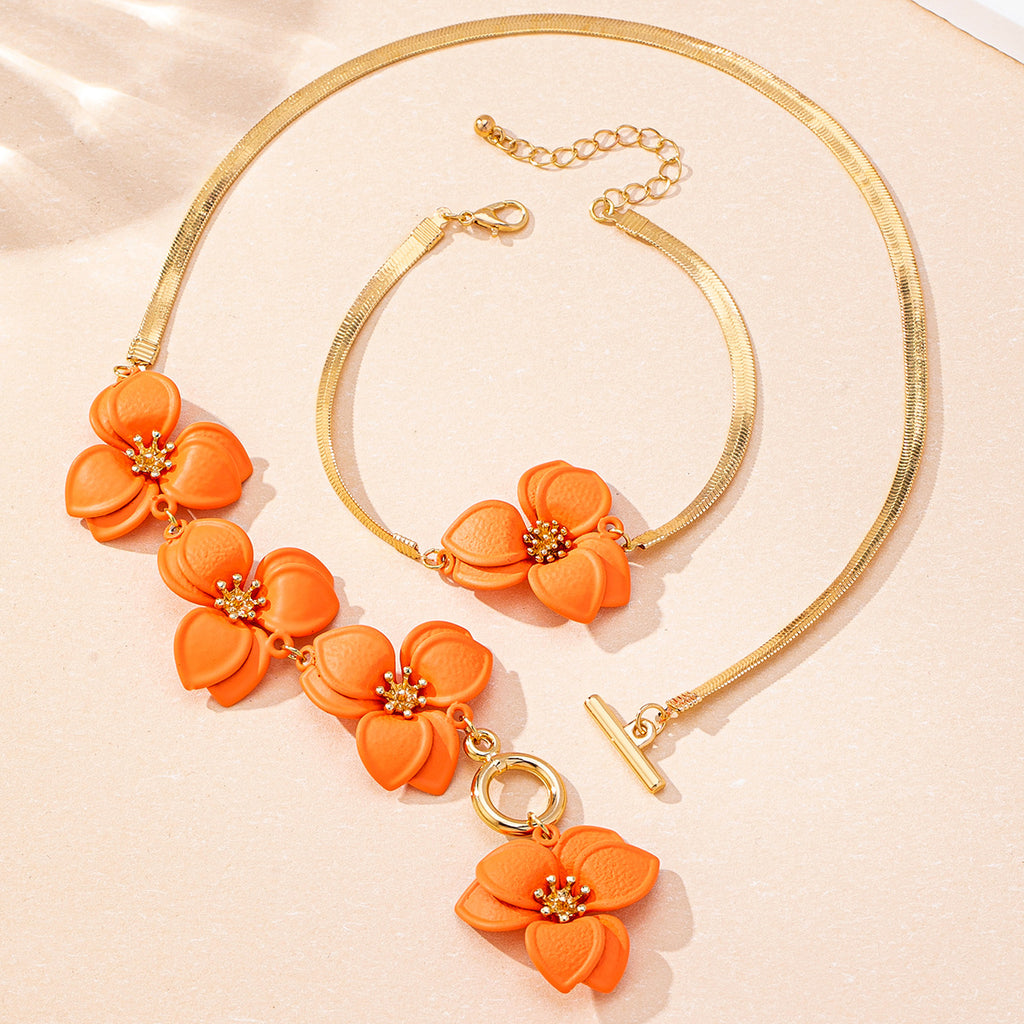 Floral Necklace Set for Women with Bracelet