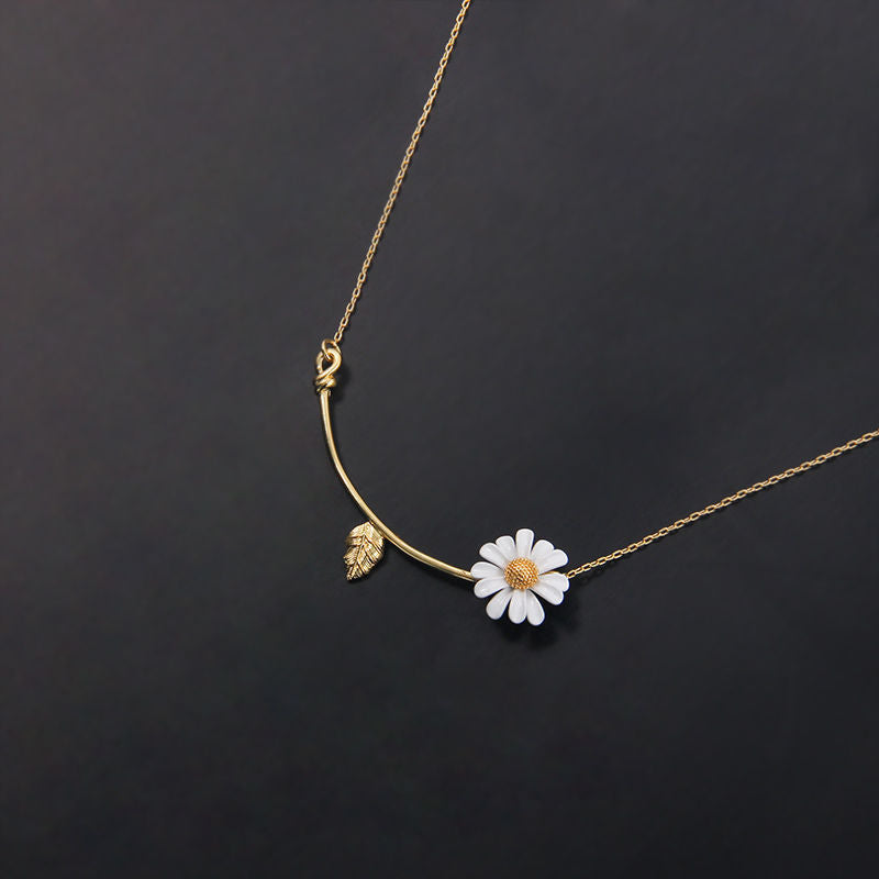 White Daisy Flower Jewelry Set for Women – Gold Plated Floral Fashion Jewelry