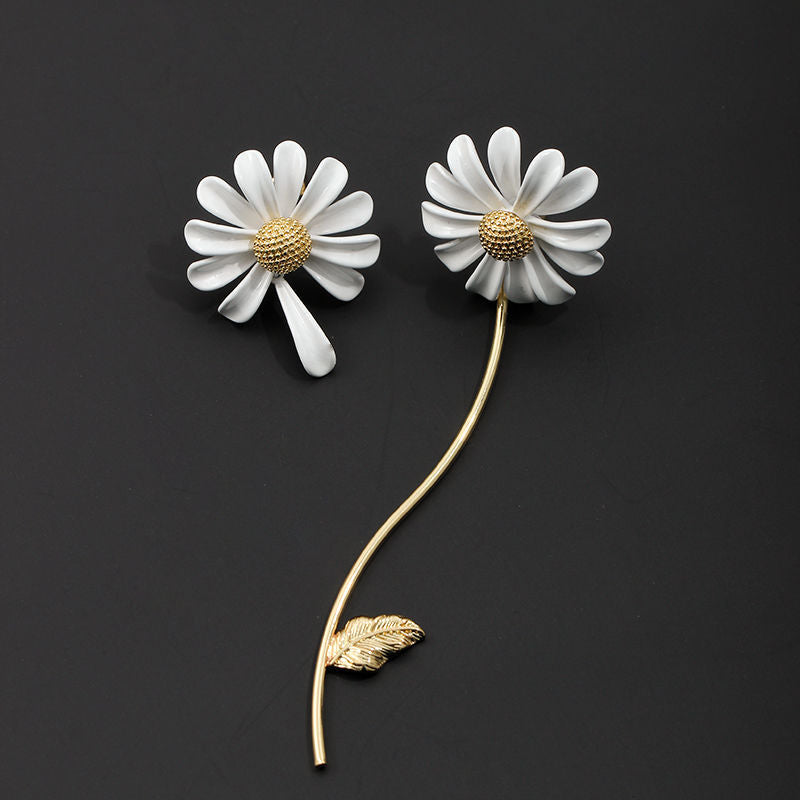 White Daisy Flower Jewelry Set for Women – Gold Plated Floral Fashion Jewelry