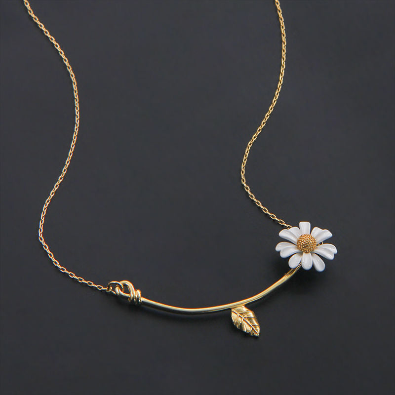 White Daisy Flower Jewelry Set for Women – Gold Plated Floral Fashion Jewelry