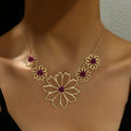 Golden Pastoral Flowers Necklace