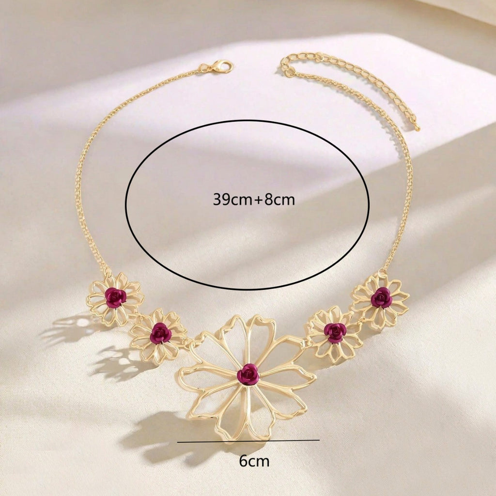 Golden Pastoral Flowers Necklace