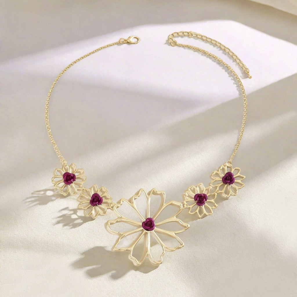 Golden Pastoral Flowers Necklace