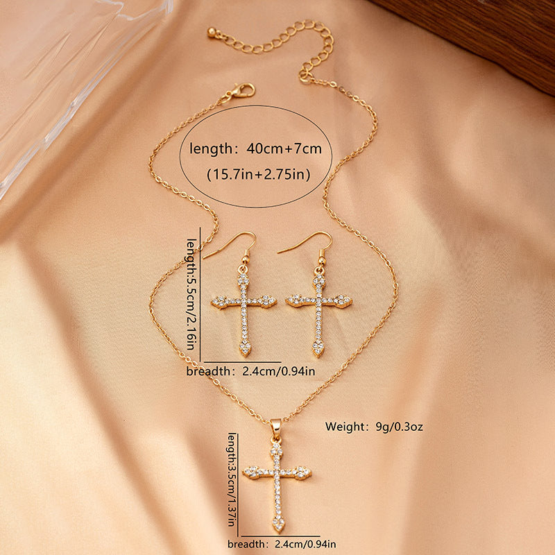Women's 2-Piece Cross Pattern Jewelry Set