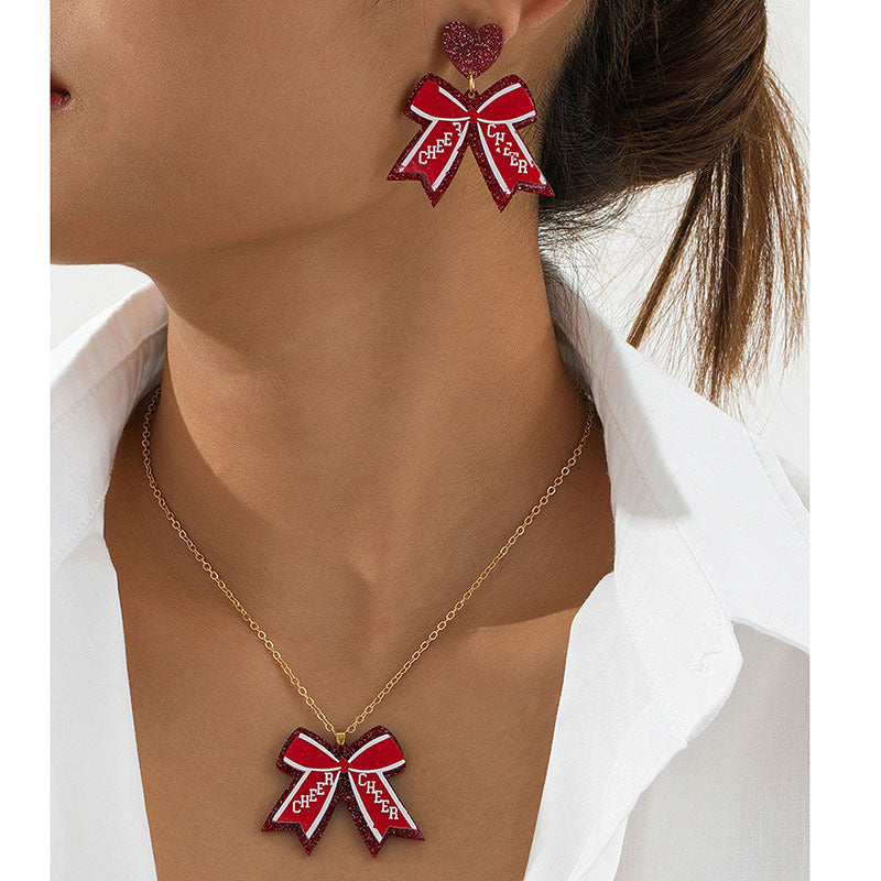 Sweet Red Butterfly Acrylic Necklace Jewelry Set