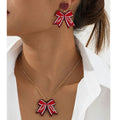 Sweet Red Butterfly Acrylic Necklace Jewelry Set