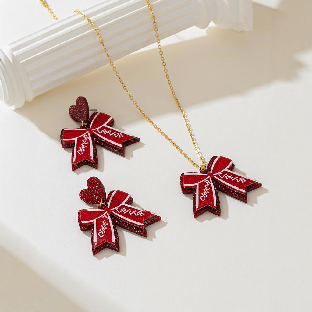 Sweet Red Butterfly Acrylic Necklace Jewelry Set