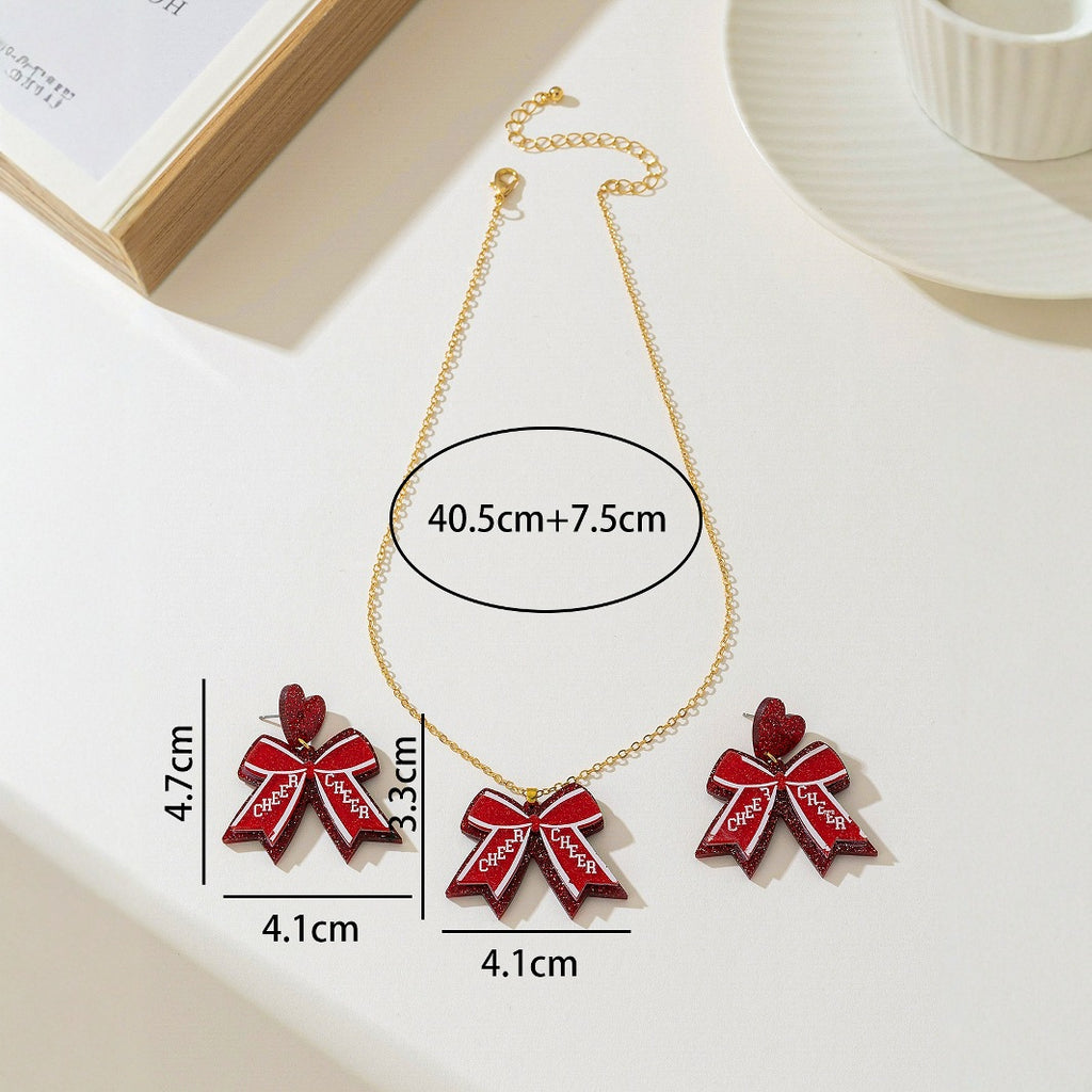 Sweet Red Butterfly Acrylic Necklace Jewelry Set