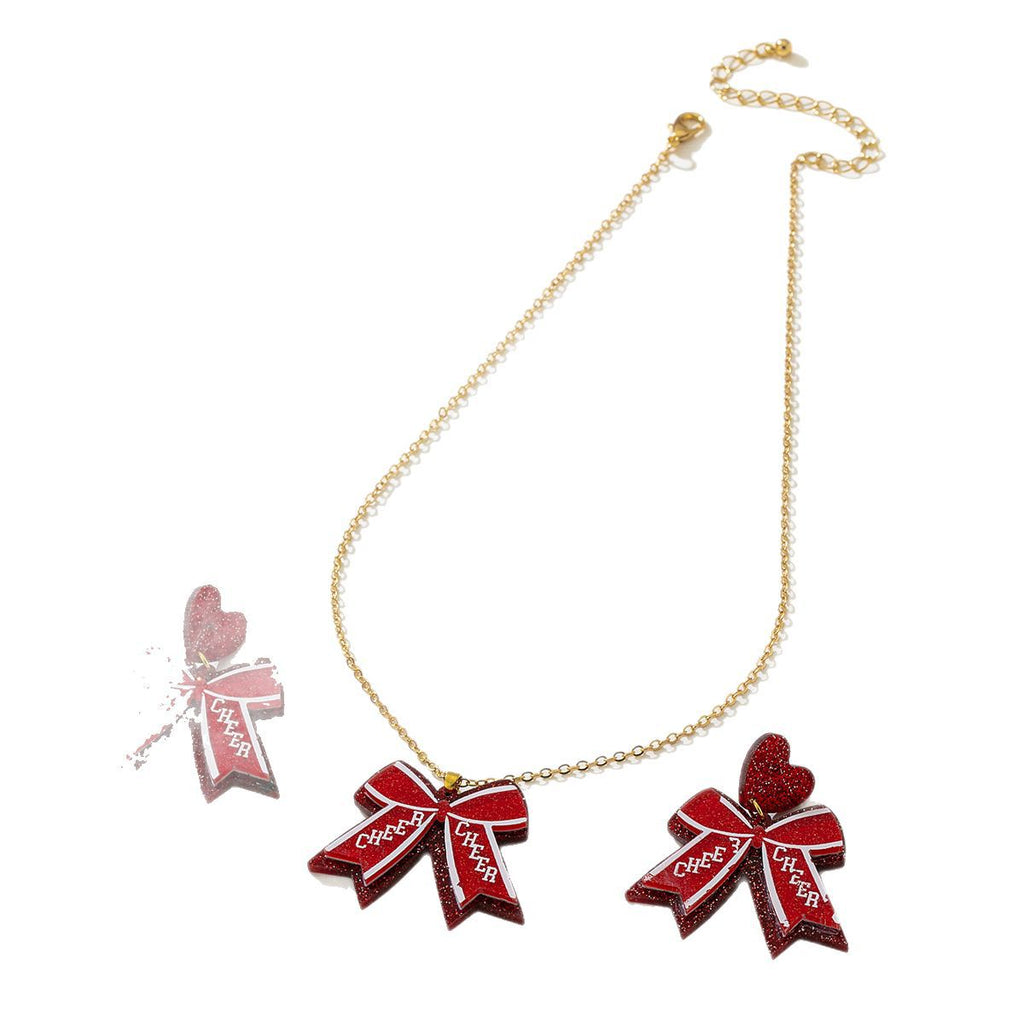 Sweet Red Butterfly Acrylic Necklace Jewelry Set