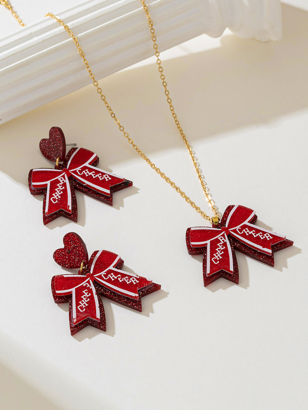 Sweet Red Butterfly Acrylic Necklace Jewelry Set