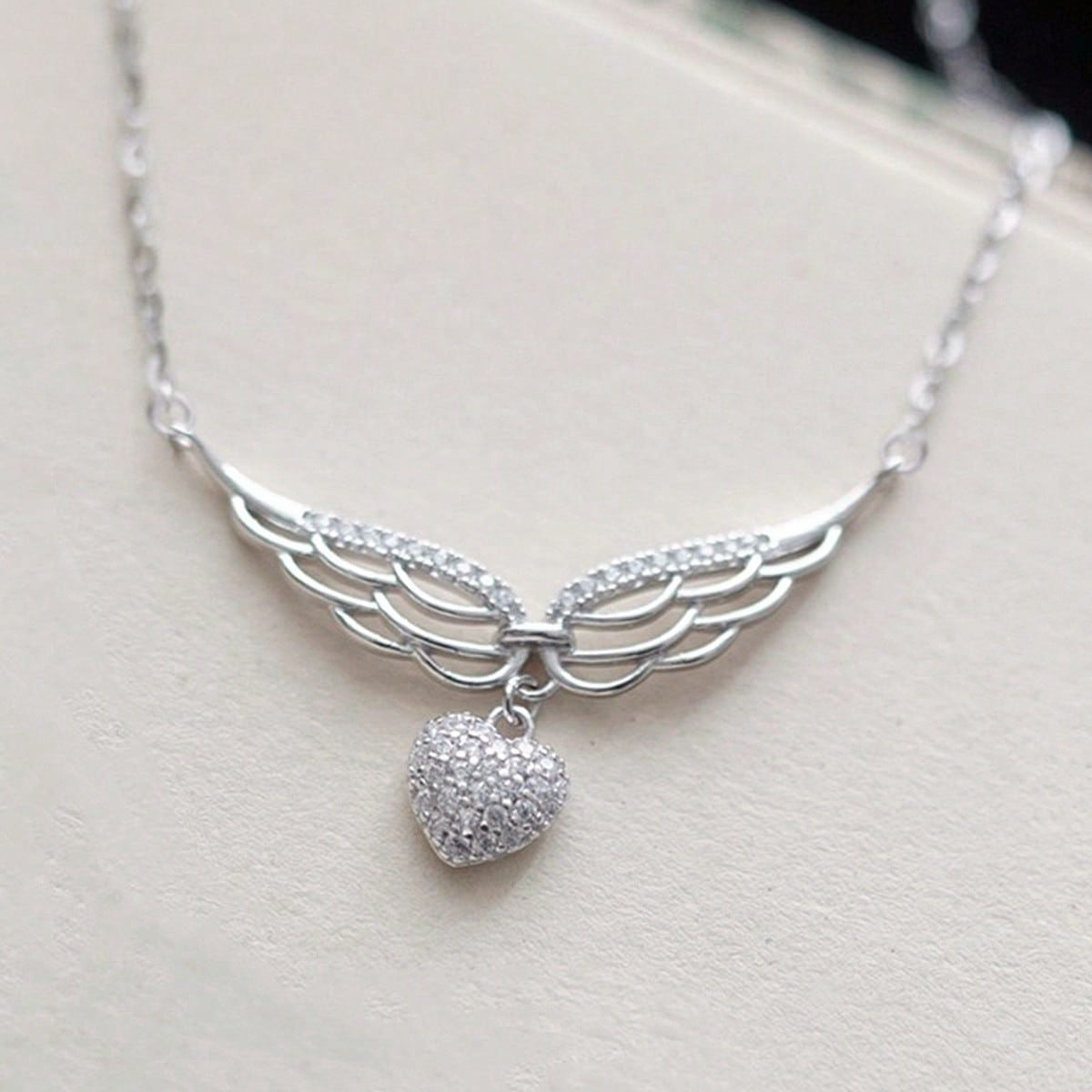 Geometric Pendant Necklace – Copper & White Gold Plated with Zircon