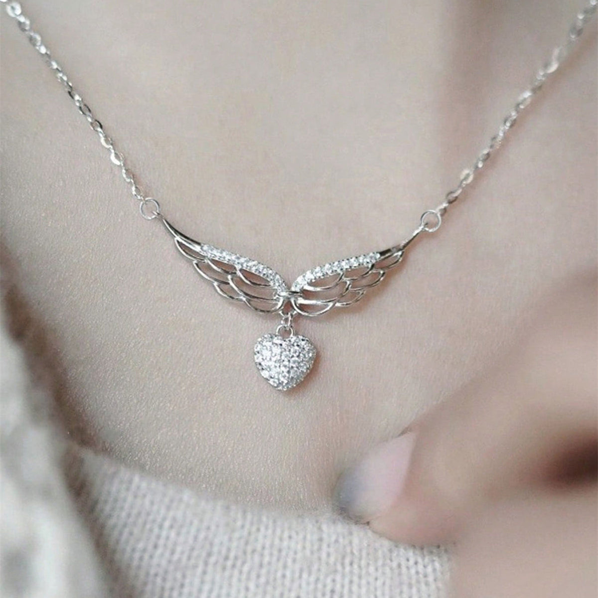 Geometric Pendant Necklace – Copper & White Gold Plated with Zircon