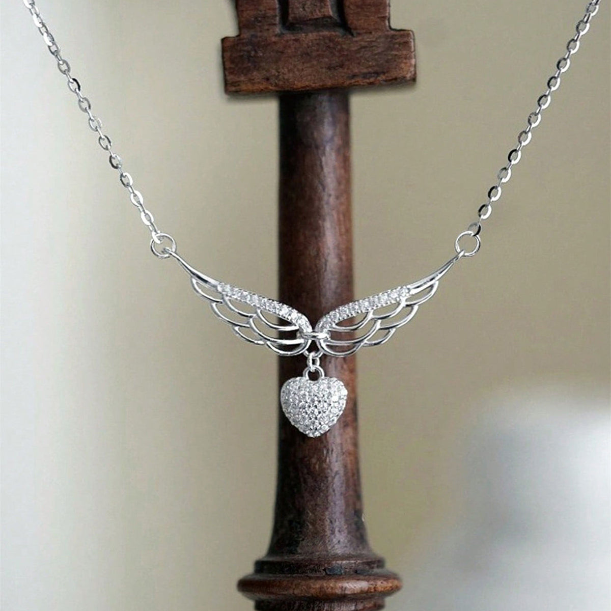 Geometric Pendant Necklace – Copper & White Gold Plated with Zircon