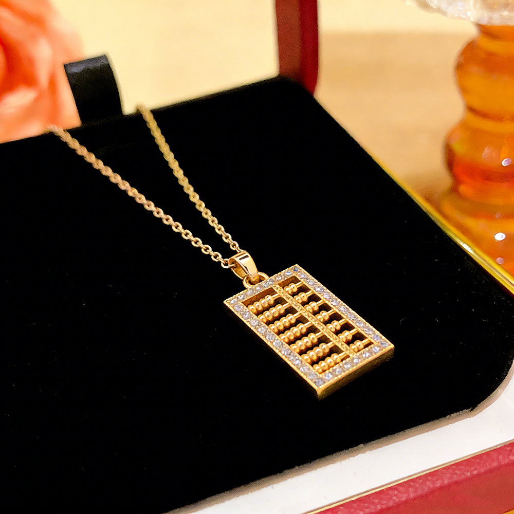 Gold Plated Geometric Zircon Necklace for Women – Stainless Steel Cable Chain Pendant