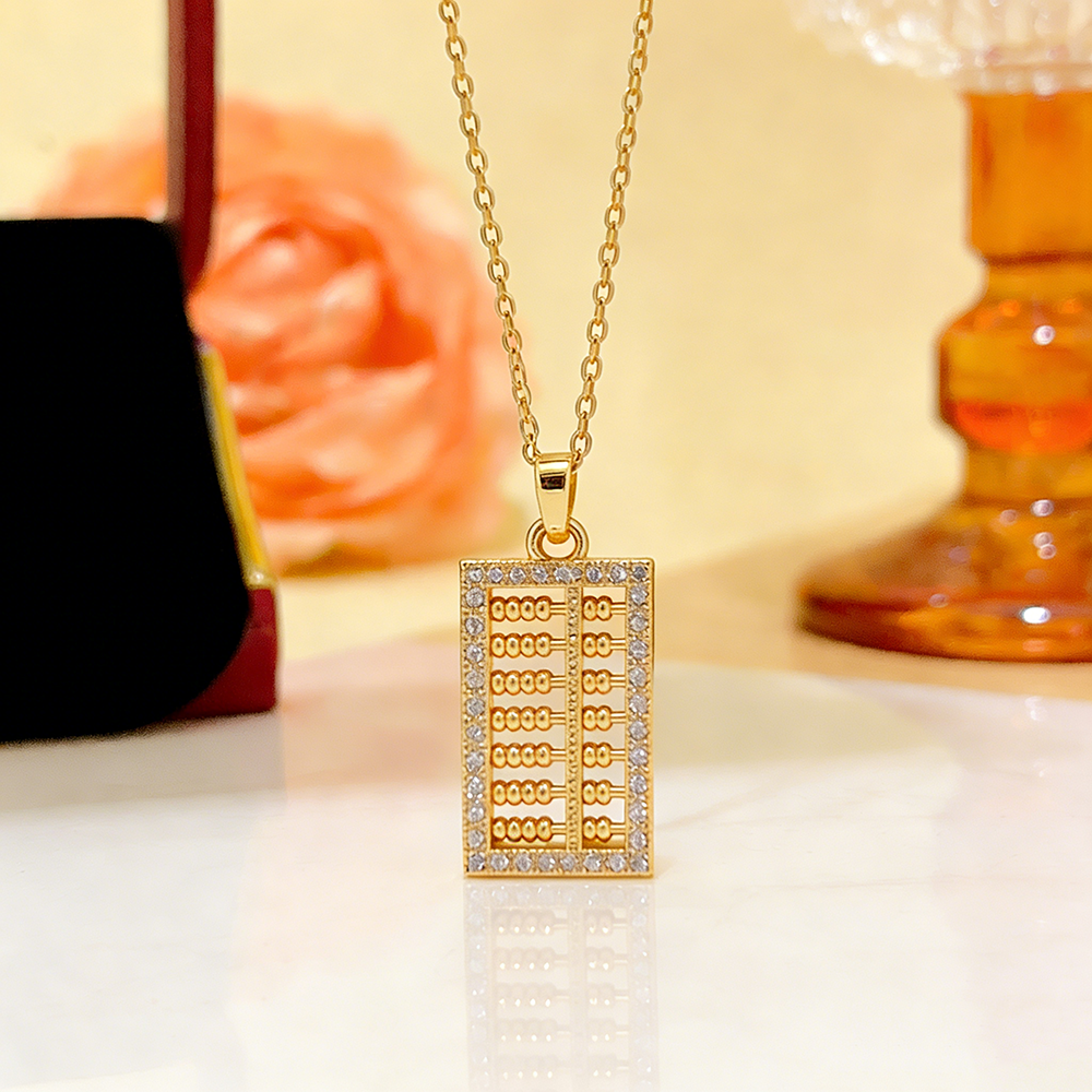 Gold Plated Geometric Zircon Necklace for Women – Stainless Steel Cable Chain Pendant