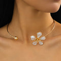 Golden Floral Enamel Choker for Women – Stylish Handmade Chain Necklace