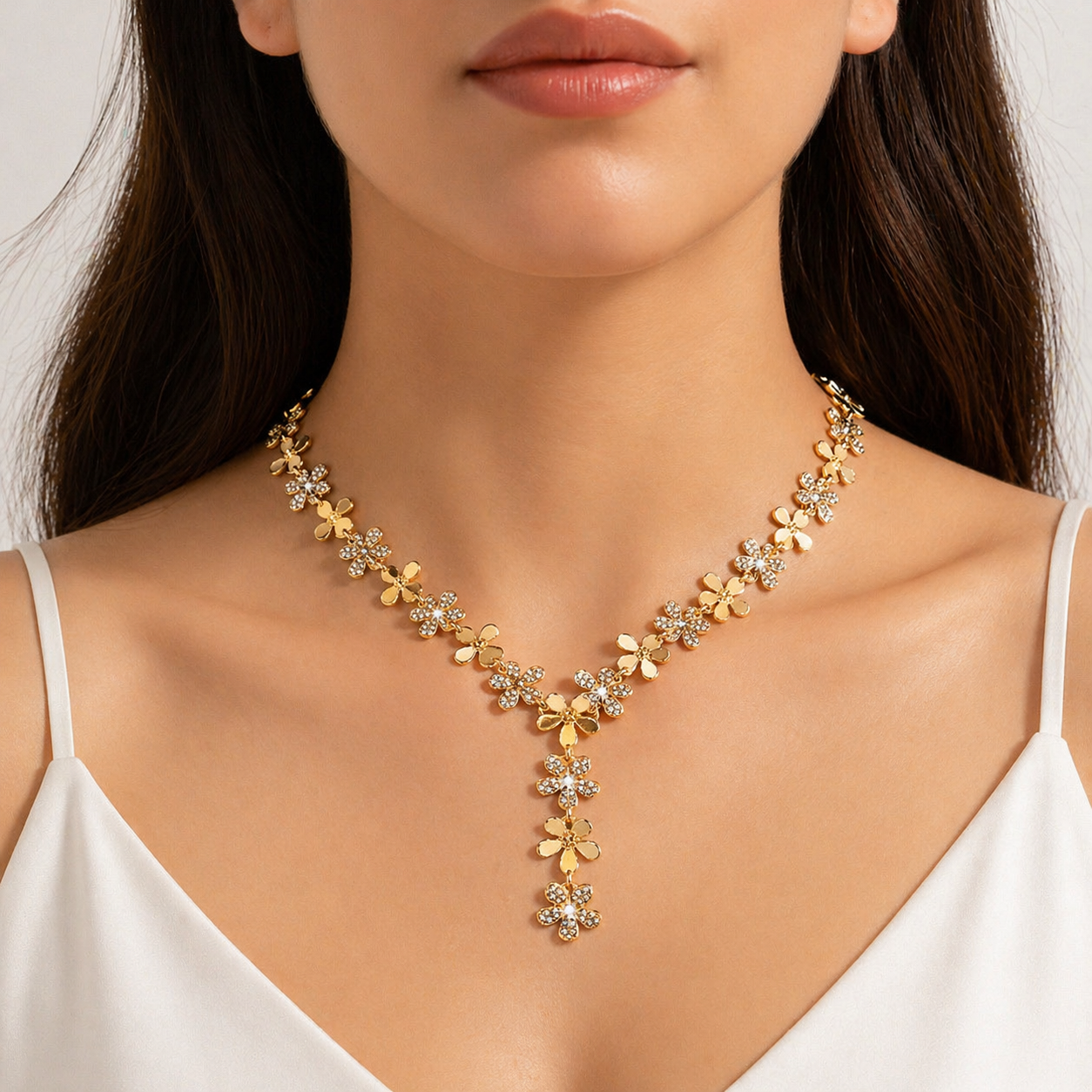 EverStylish Gold Plated Flower Necklace for Women