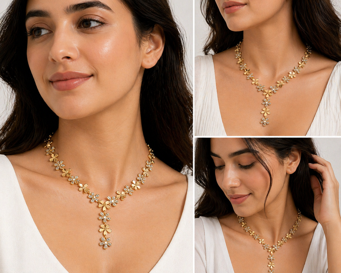 EverStylish Gold Plated Flower Necklace for Women