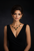 French Vintage Court Lady's Necklace And Earring Set - Luxury Gem Design