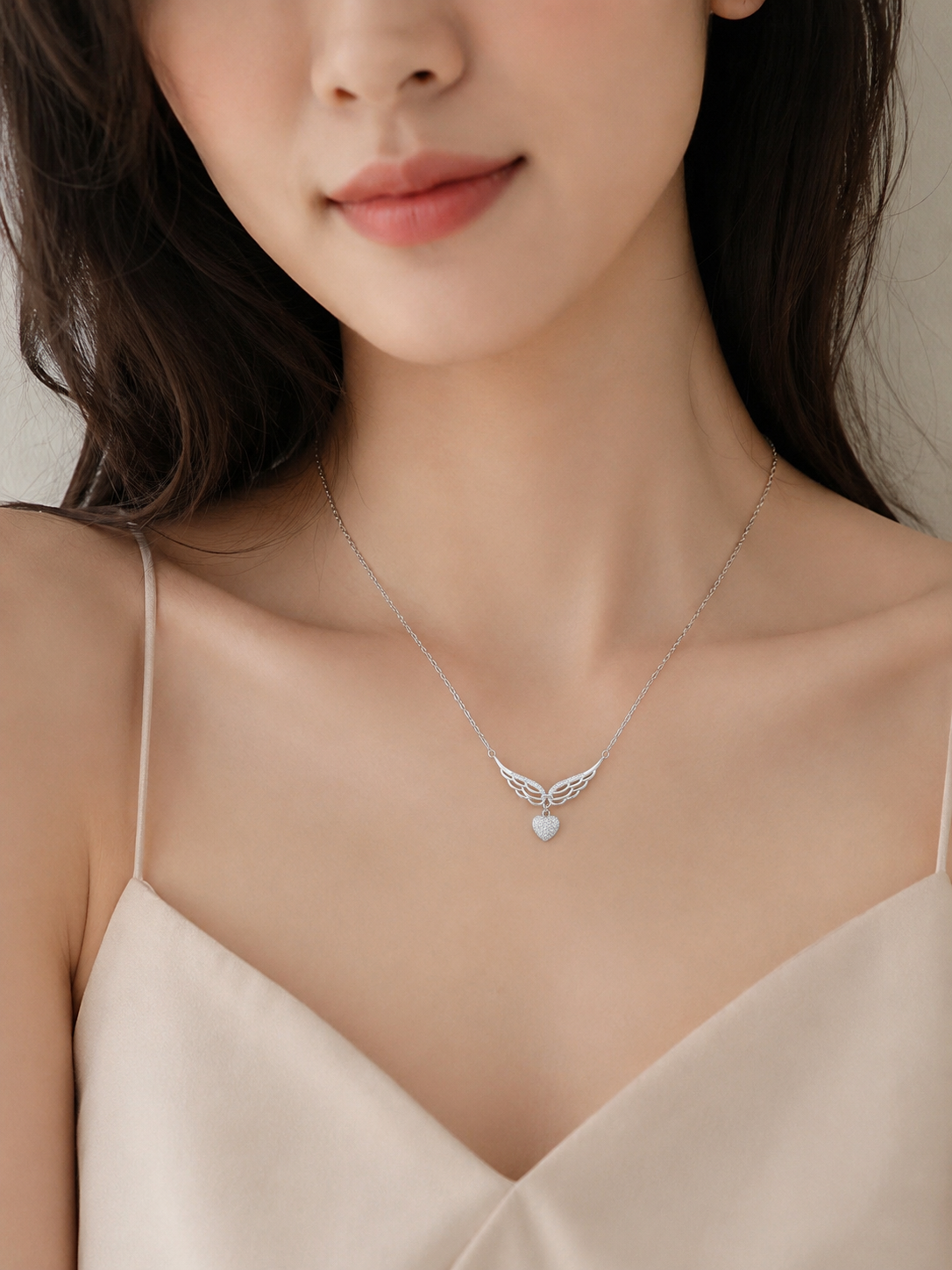 Geometric Pendant Necklace – Copper & White Gold Plated with Zircon