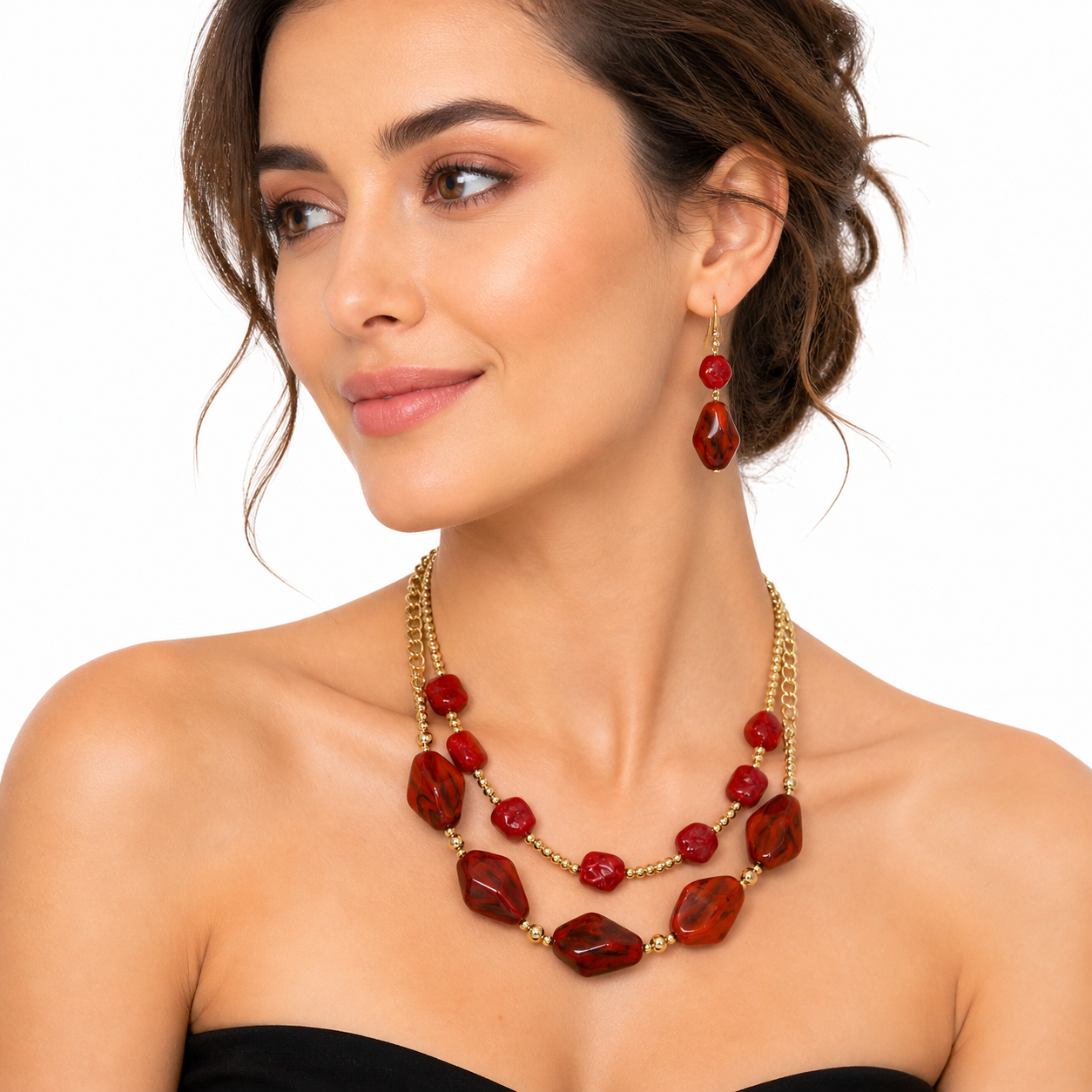 Irregular Acrylic Jewelry Set for Women – Beaded Statement Necklace with Cable Chain
