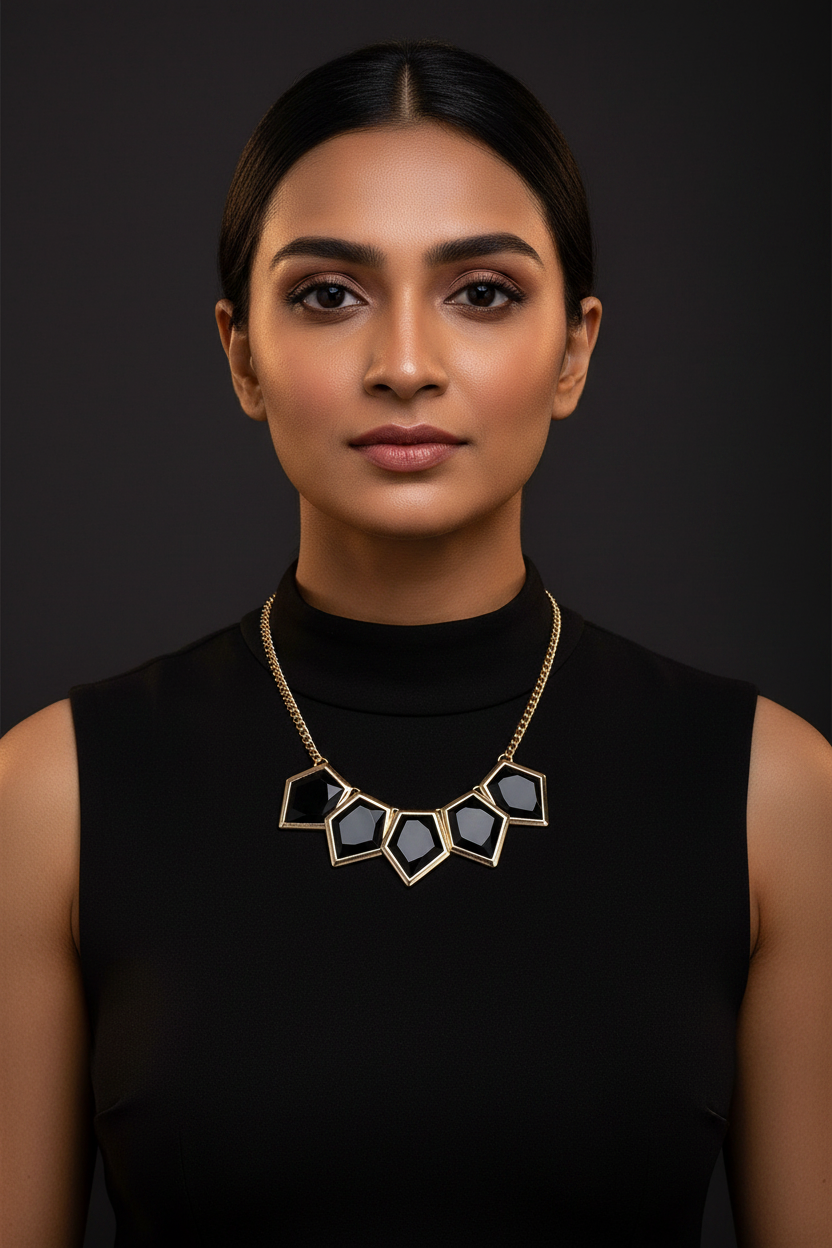 Black Stone Necklace – Evening Look