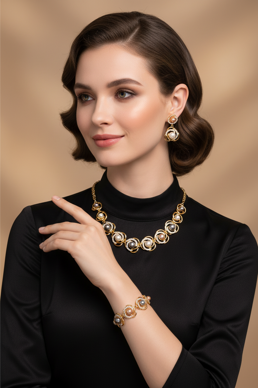 Elegant portrait with necklace and bracelet