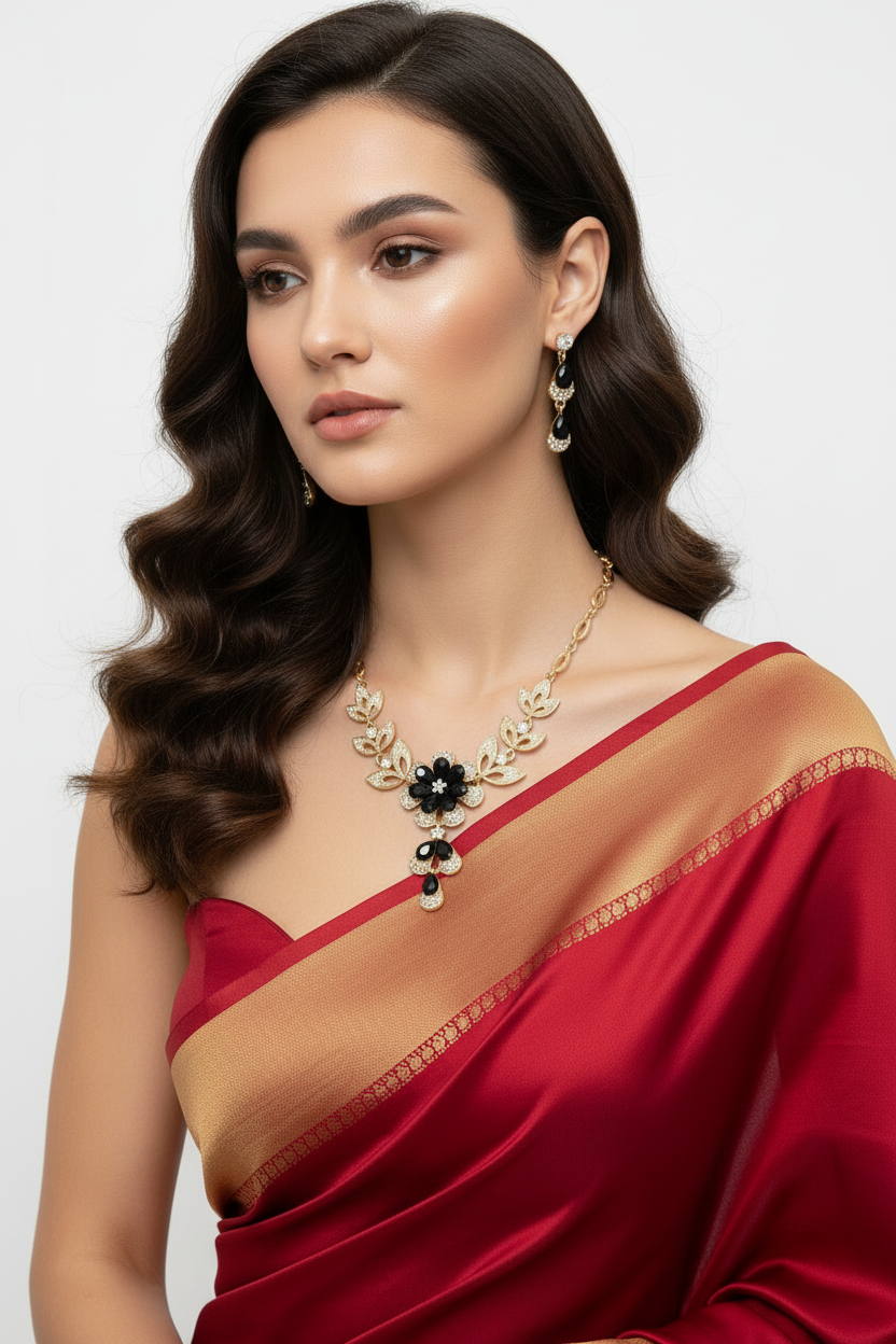 Fair European Model - Red Saree Cocktail