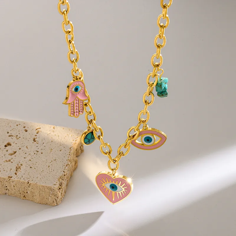 Polished Heart Pendant Necklace - 18K Gold Plated Stainless Steel Cable Chain