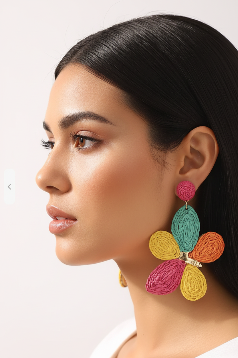 Raffia Earrings - Side Profile